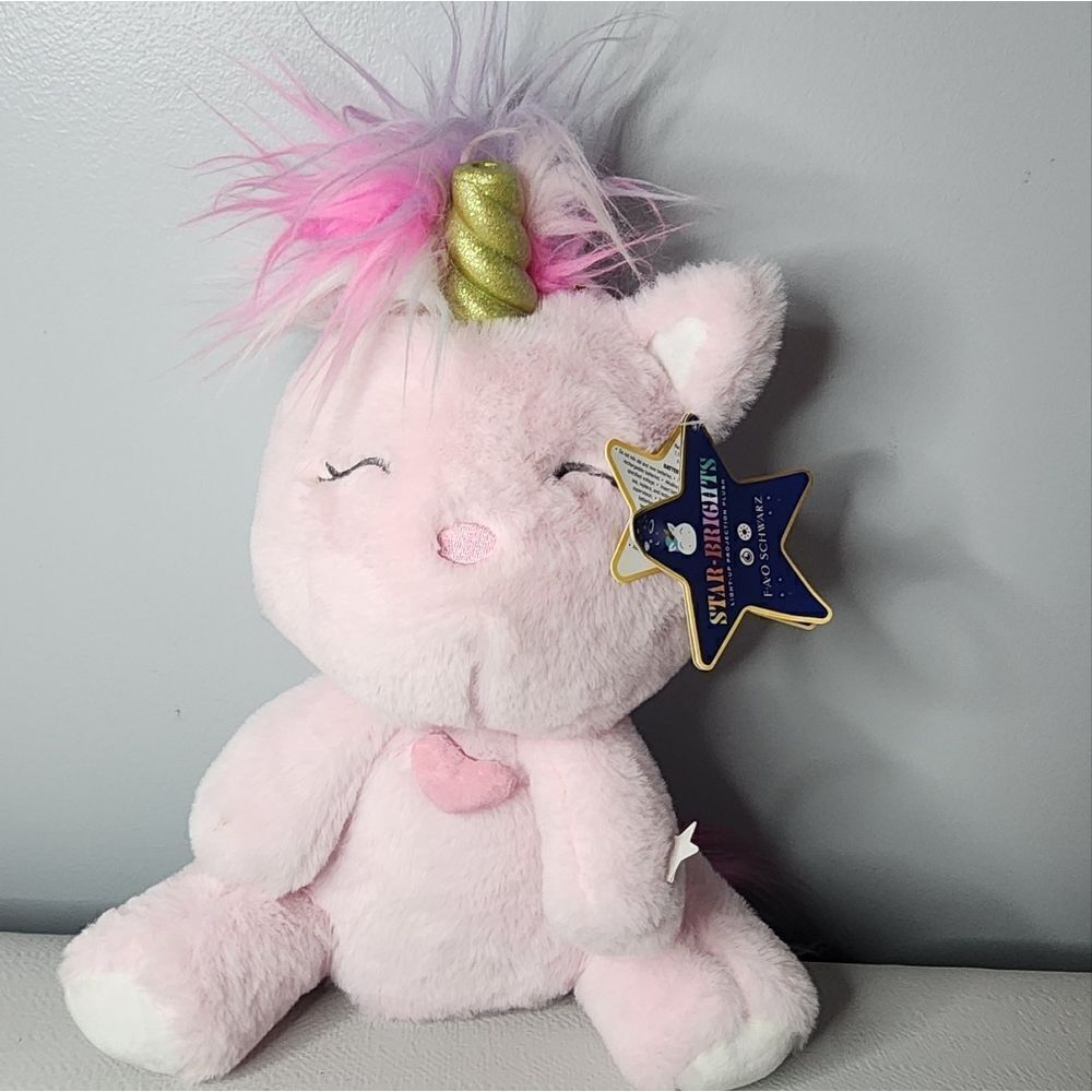 FAO Schwarz Star-Brights LED Caticorn 12" Stuffed Animal Plush Pink New With Tag